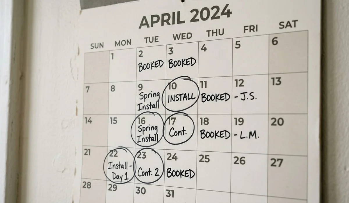 Spring install slots booking calendar