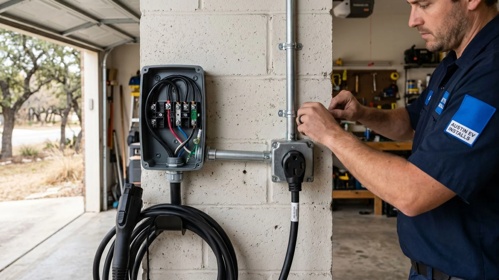 Hardwired termination vs plug-in receptacle close-up