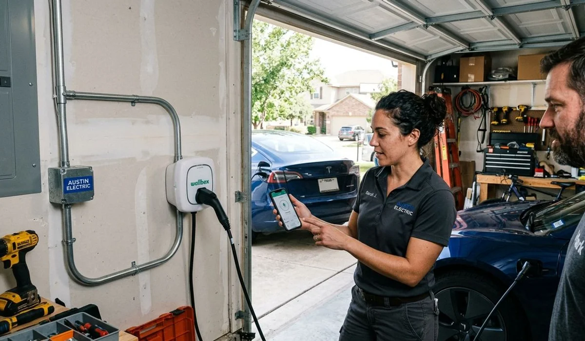 Smart EV charger app setup demonstration