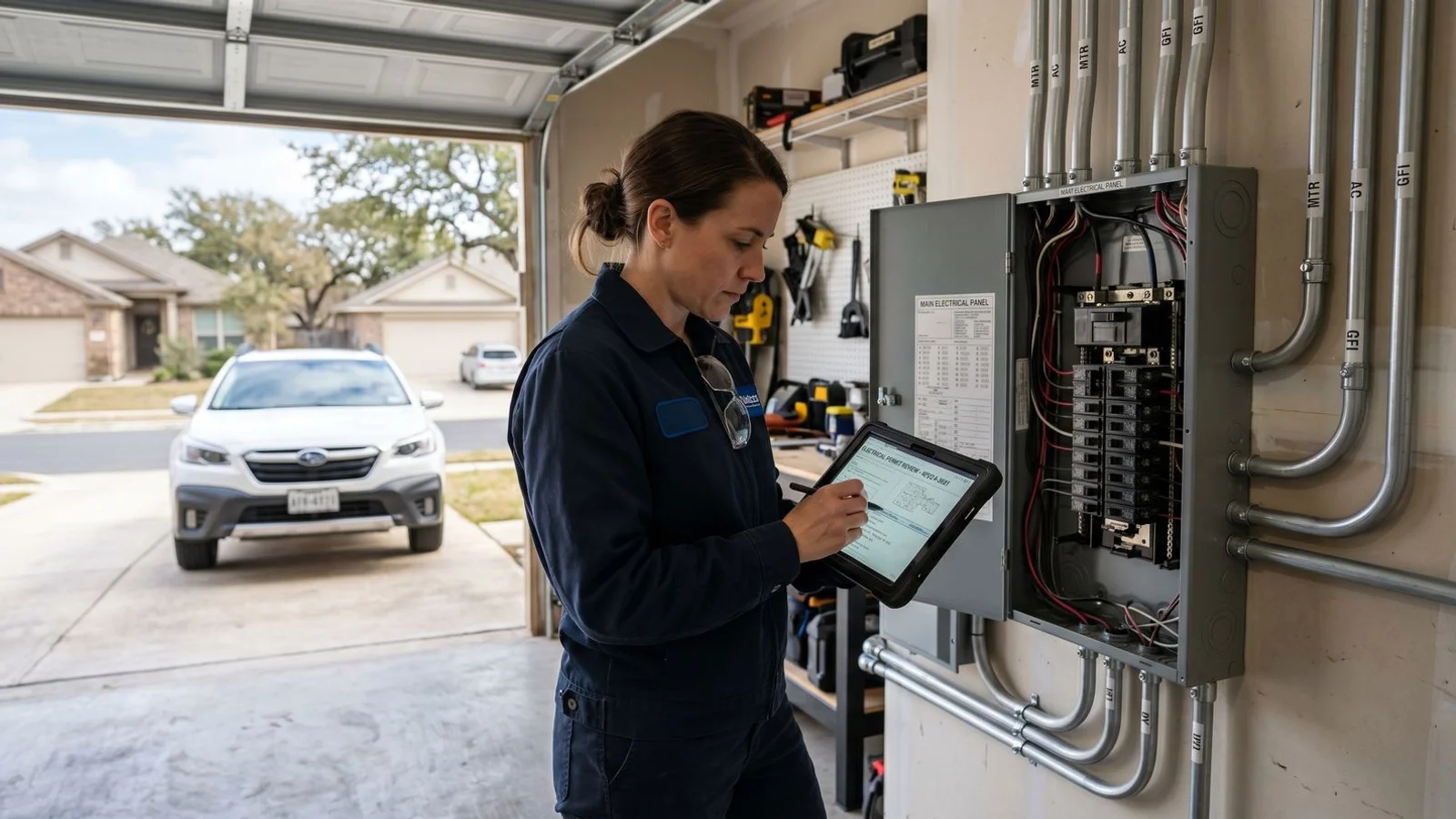 Permitting specialist reviewing an electrical permit